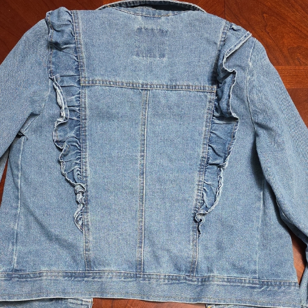 Denim Jacket with Ruffle Detail - Picture 3 of 3